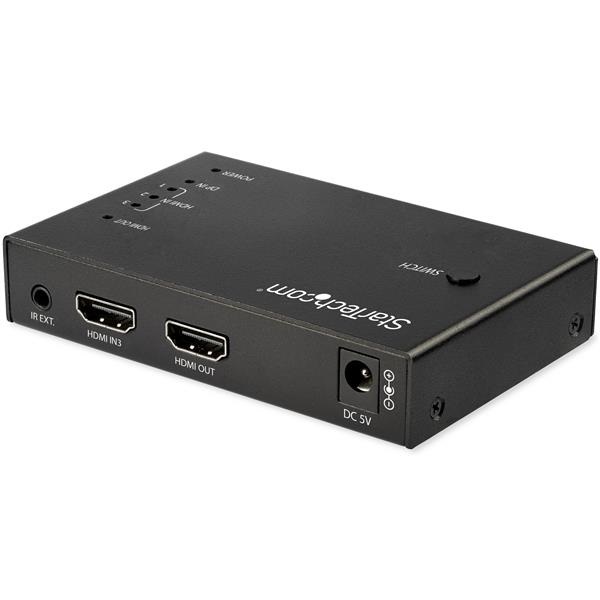 StarTech.com Switch Commutatore a 4 porte HDMI - 3x HDMI e 1x DisplayPort - 4K 60Hz - Modello VS421HDDP - Switch Multiporta in Metallo Nero