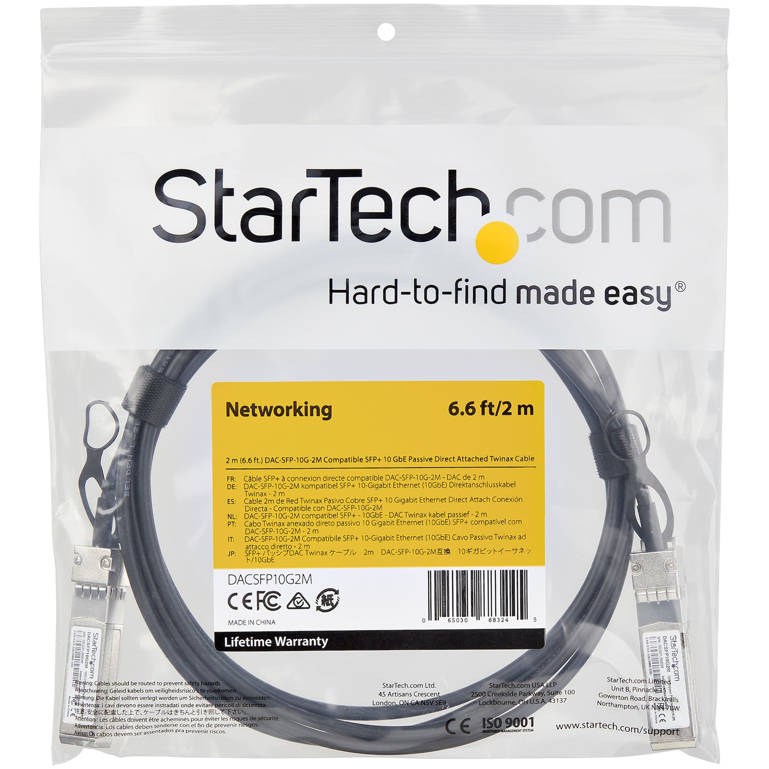 StarTech.com Cavo Twinax SFP 10 Gbps Passivo 2 m Compatibile con Dell EMCDAC-SFP-10G-2M (DACSFP10G2M)
