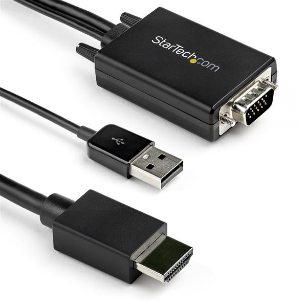 StarTech.com Cavo Adattatore Convertitore Attivo da VGA a HDMI 2 m - Alimentazione USB, 1080p, Supporto Audio