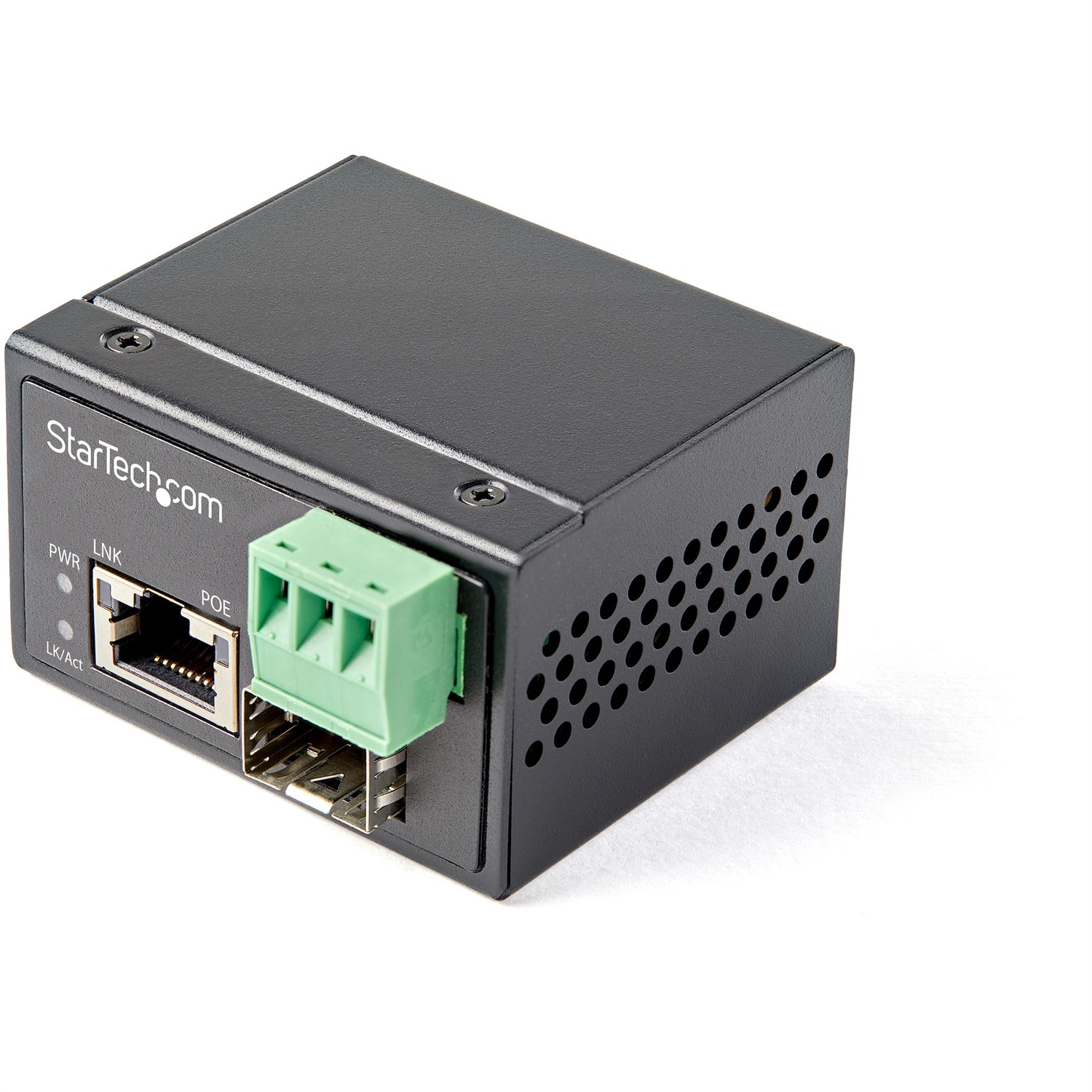 StarTech.com Media Converter Fibra a Ethernet 30W - Convertitore Gigabit PoE per Uso Industriale, SFP a RJ45, Multimodale/Monomodale, IP-30 / -40 a 75°C, Velocità 1000 Mbit/s