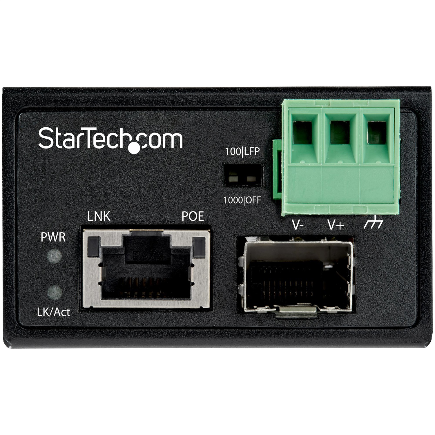 StarTech.com Media Converter Fibra a Ethernet 30W - Convertitore Gigabit PoE per Uso Industriale, SFP a RJ45, Multimodale/Monomodale, IP-30 / -40 a 75°C, Velocità 1000 Mbit/s