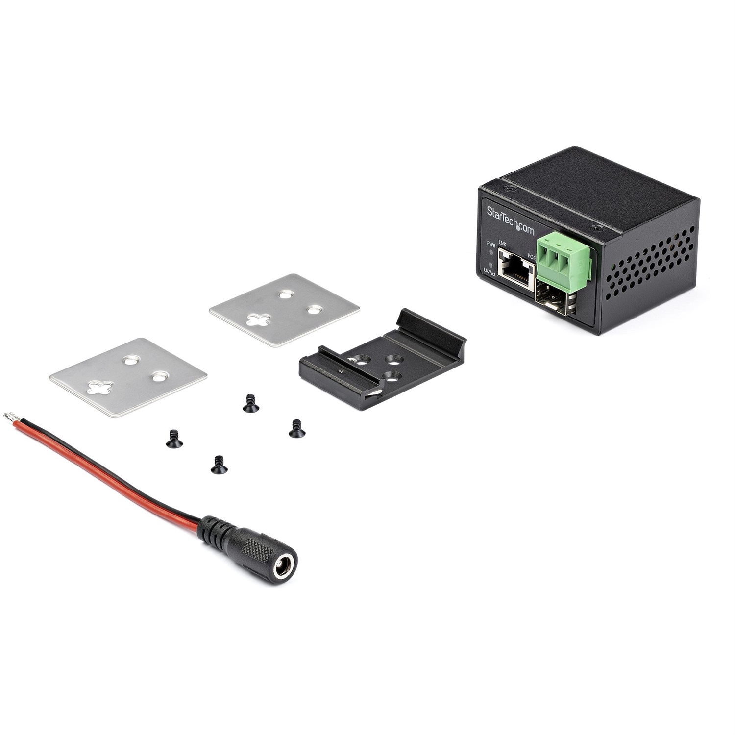 StarTech.com Media Converter Fibra a Ethernet 30W - Convertitore Gigabit PoE per Uso Industriale, SFP a RJ45, Multimodale/Monomodale, IP-30 / -40 a 75°C, Velocità 1000 Mbit/s