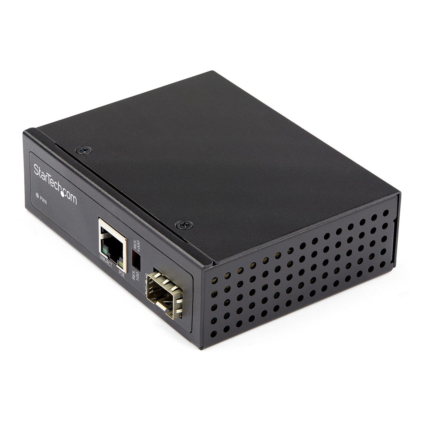 StarTech.com Media Converter Fibra a Ethernet 60W PoE - Convertitore Gigabit SFP a RJ45 per Uso Industriale - IP-30, -40 to 75°C, 1000 Mbit/s