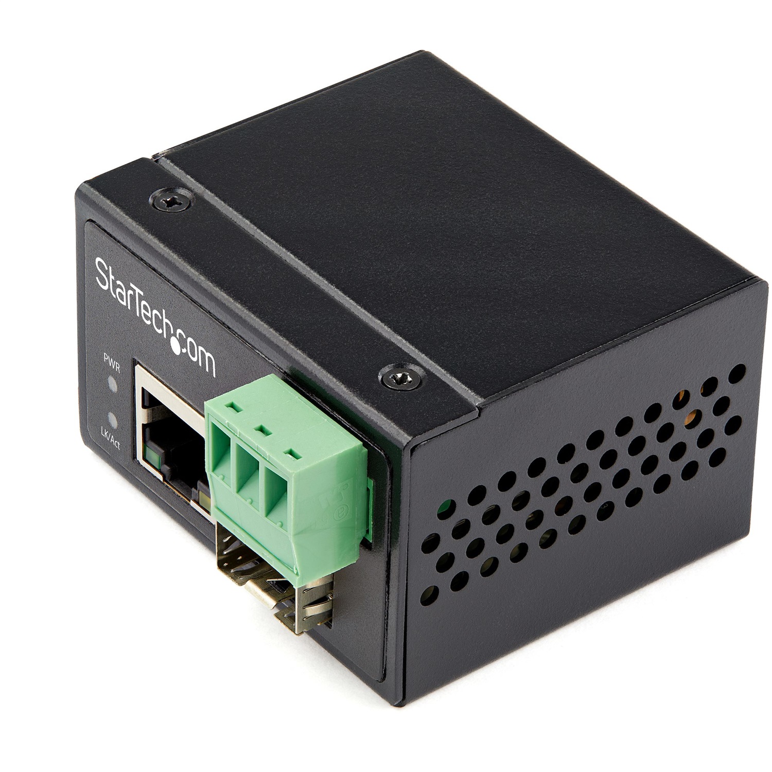 StarTech.com Media Converter Fibra Ottica a Ethernet - Convertitore Industriale 100 Mbps SFP a RJ45/Cat6 - Fibra Monomodale/Multimodale - Alimentazione 12-56V DC - IP-30