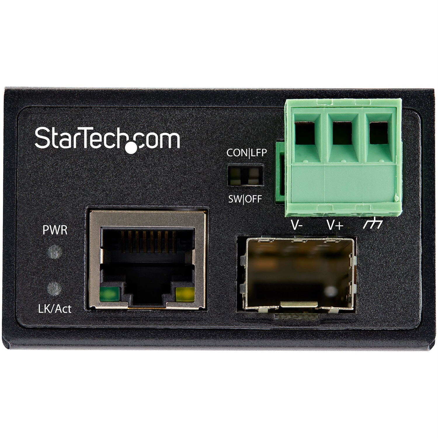 StarTech.com Media Converter Fibra Ottica a Ethernet - Convertitore Industriale 100 Mbps SFP a RJ45/Cat6 - Fibra Monomodale/Multimodale - Alimentazione 12-56V DC - IP-30