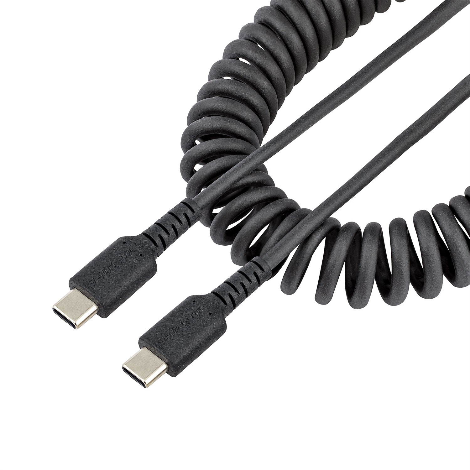 StarTech.com Cavo USB C Ricarica Veloce 1m - Spiralato, Fibra Aramidica, Maschio-Maschio, Nero