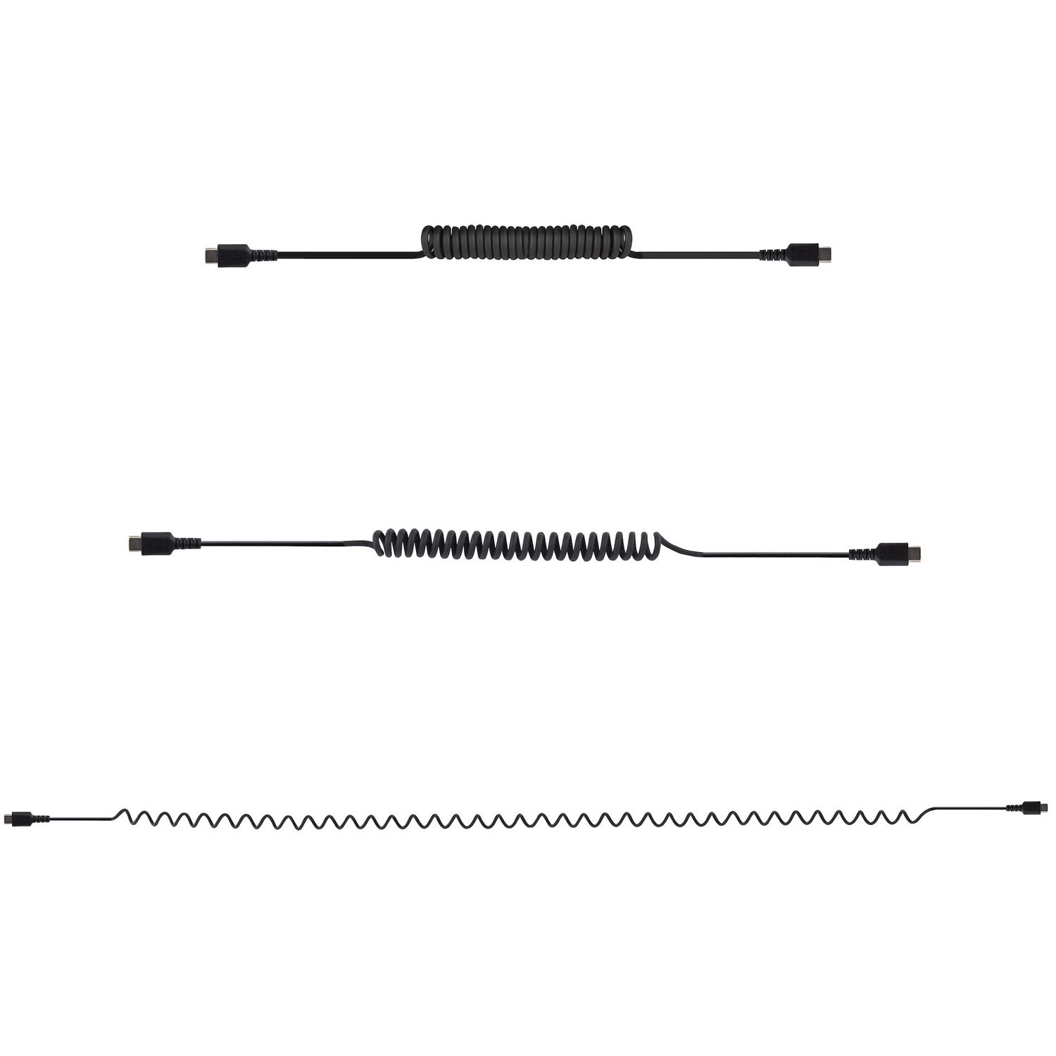 StarTech.com Cavo USB C Ricarica Veloce 1m - Spiralato, Fibra Aramidica, Maschio-Maschio, Nero