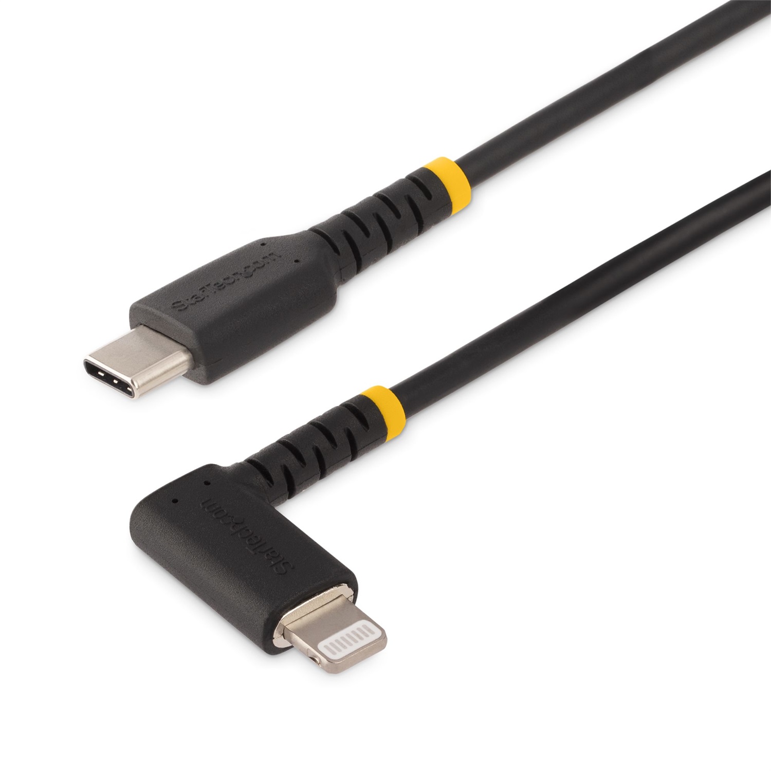 StarTech.com Cavo USB-C a Lightning da 1 m - Cavo di ricarica/sincronizzazione in fibra aramidica resistente con angolo a 90 gradi - Certificato Apple MFi - Cavo robusto per iPhone