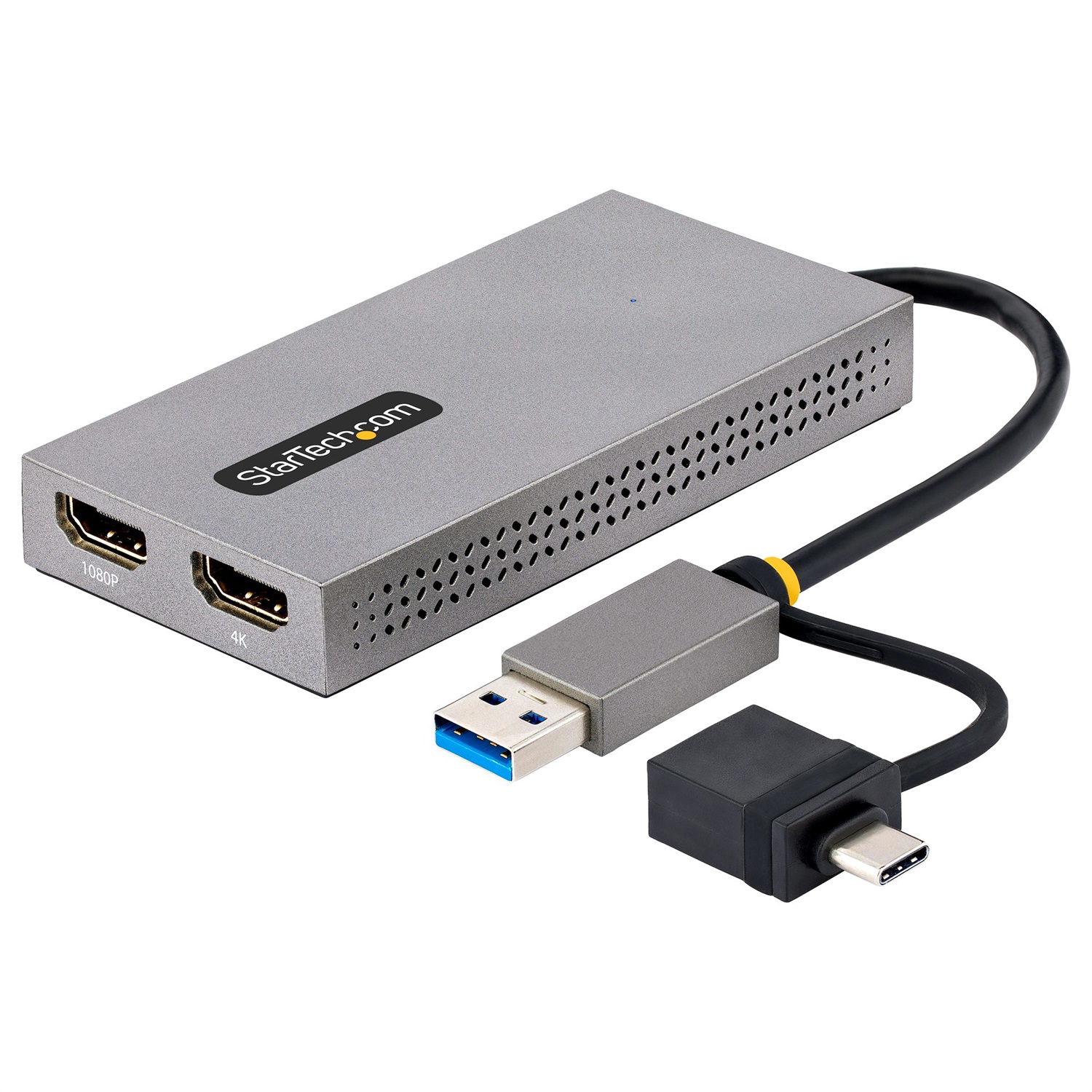 StarTech.com Adattatore USB 3.0 a HDMI - Scheda Video Esterna con Doppio HDMI (1x 4K30Hz, 1x 1080p), Cavo da 11cm Integrato, Dongle USB-A a USB-C, Compatibile con Windows e Mac