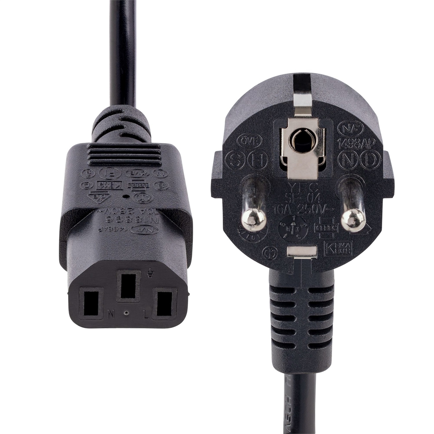 StarTech.com Cavo di alimentazione per PC da EU Schuko a C13 1 m, 250V 10A 18AWG, Cavo di ricambio per portatile/TV/monitor, Nero