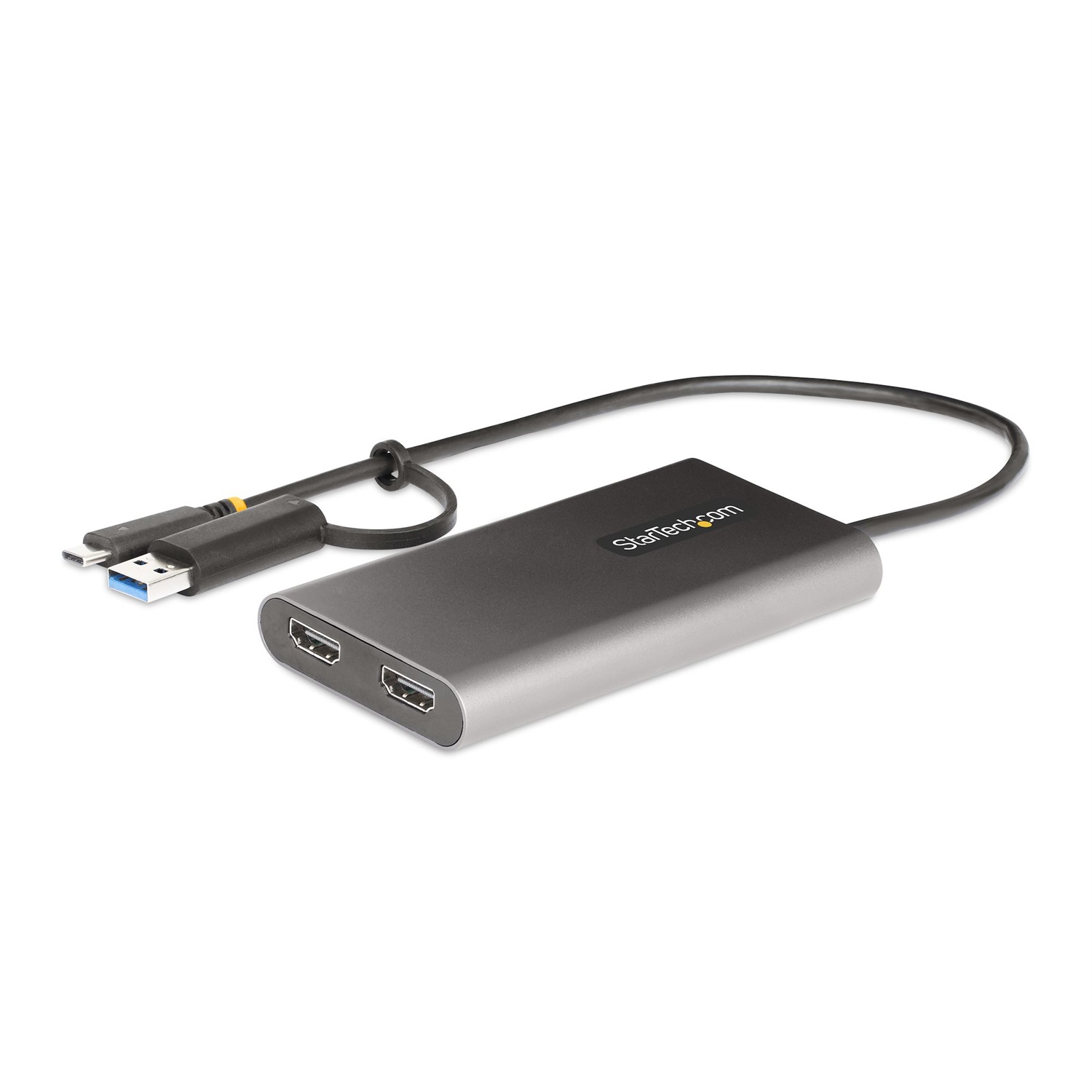 StarTech.com Adattatore da USB-C a HDMI - Convertitore USB tipo C o A a 2x HDMI - 4K 60Hz - 100W Power Delivery Pass-Through - Cavo integrato 30cm