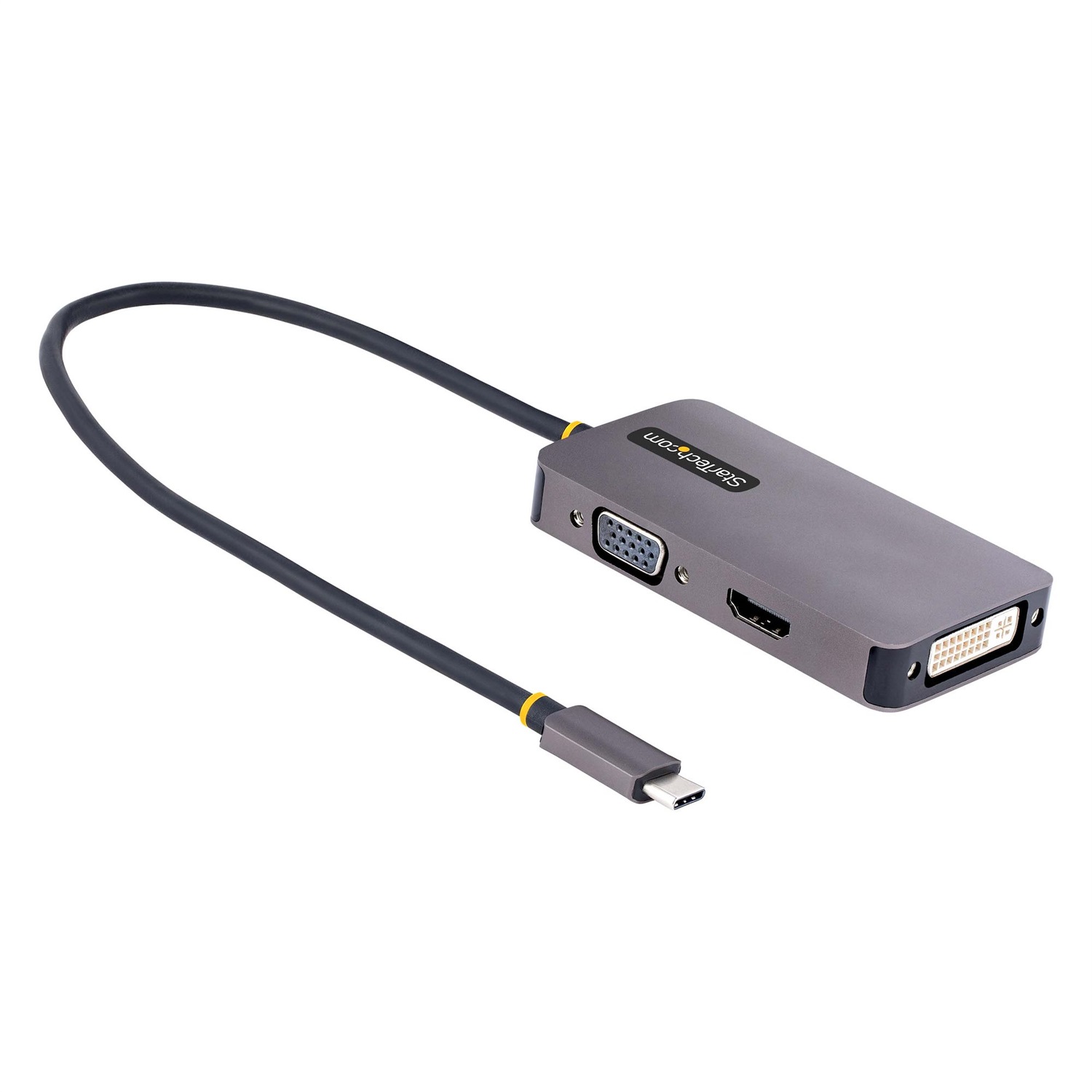 StarTech.com Adattatore USB C a HDMI, DVI e VGA - Multiporta fino a 4K 60Hz, Compatibile con Thunderbolt 3 e 4, in Alluminio - Modello 118-USBC-HDMI-VGADVI