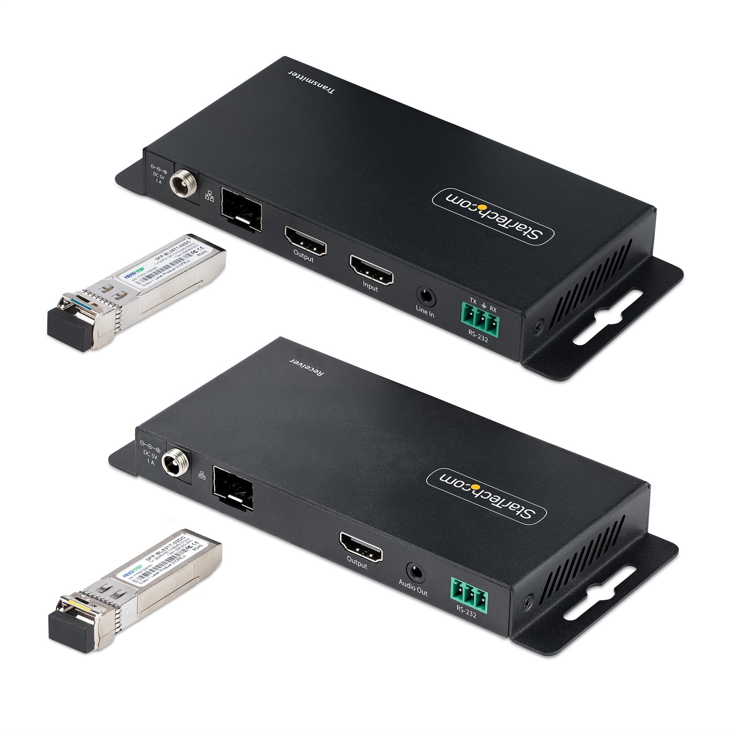 StarTech.com Kit Extender HDMI su Fibra Ottica LC, 4K 60Hz fino a 1km (Single Mode) o 300m (Multimode) - Estensore HDMI con HDR, HDCP, 3,5mm Audio/RS232/IR, Kit Trasmettitore e Ricevitore (ST121HD20FXA2)