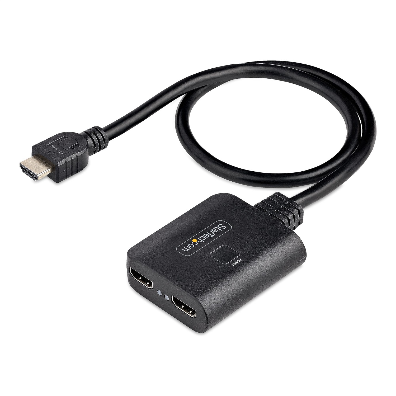 StarTech.com Splitter HDMI 4K a 2 Porte - Sdoppiatore Video HDMI 2.0 4K 60Hz con 1 Ingresso e 2 Uscite - Hub HDMI HDR/HDCP 2.2 - Multipresa HDMI con Cavo Integrato da 50 cm - Alimentazione USB o Alimentatore Incluso