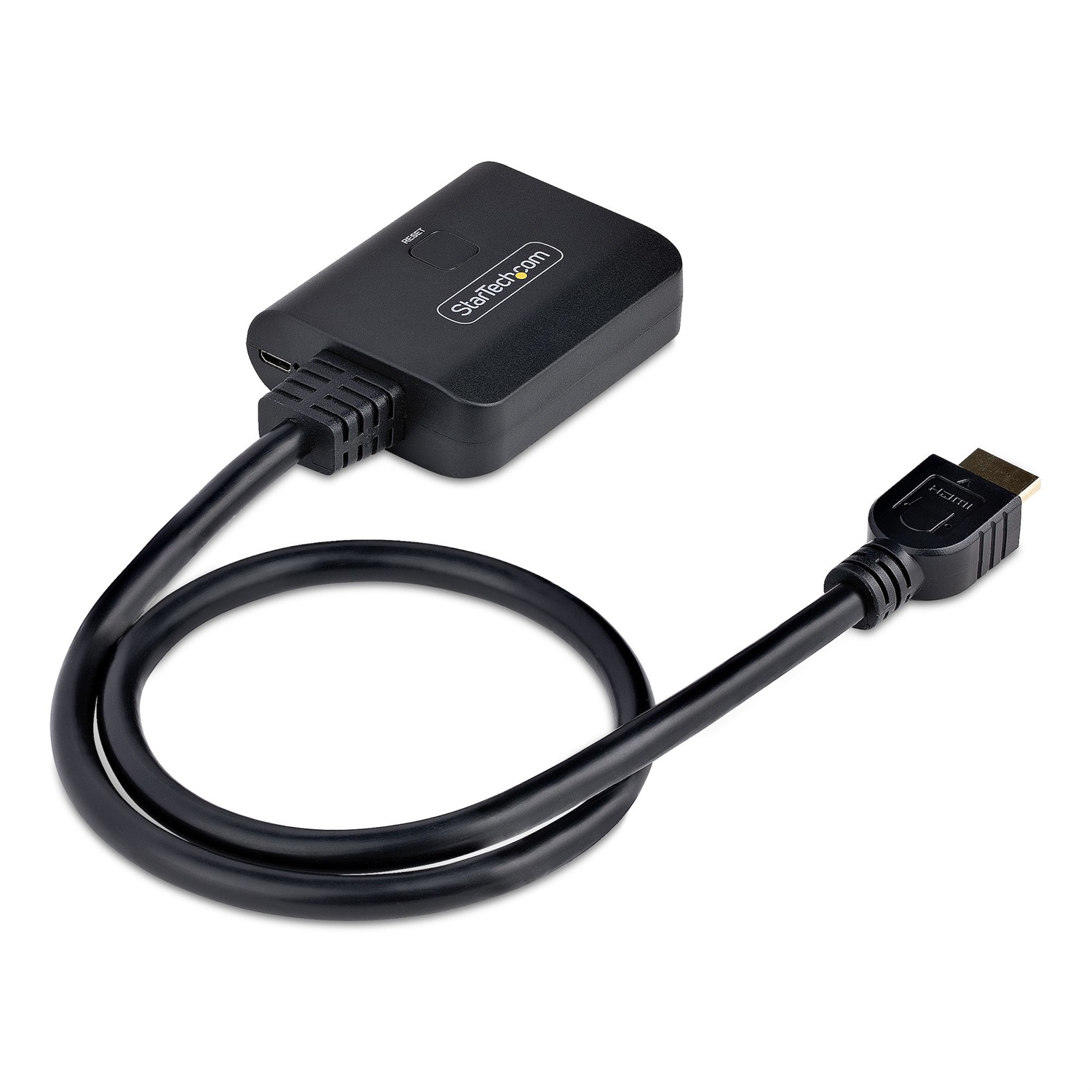 StarTech.com Splitter HDMI 4K a 2 Porte - Sdoppiatore Video HDMI 2.0 4K 60Hz con 1 Ingresso e 2 Uscite - Hub HDMI HDR/HDCP 2.2 - Multipresa HDMI con Cavo Integrato da 50 cm - Alimentazione USB o Alimentatore Incluso