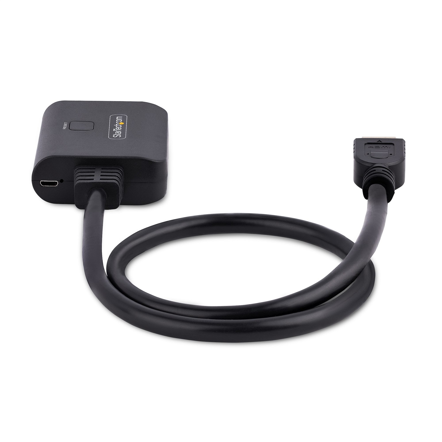 StarTech.com Splitter HDMI 4K a 2 Porte - Sdoppiatore Video HDMI 2.0 4K 60Hz con 1 Ingresso e 2 Uscite - Hub HDMI HDR/HDCP 2.2 - Multipresa HDMI con Cavo Integrato da 50 cm - Alimentazione USB o Alimentatore Incluso