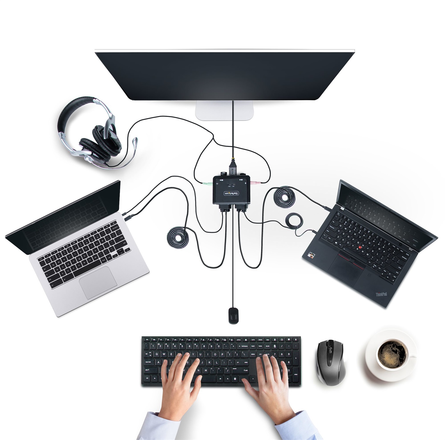 StarTech.com C2-D46-UC2-CBL-KVM Switch KVM USB-C a 2 Porte con Uscita DisplayPort 4K 60Hz - Design Compatto