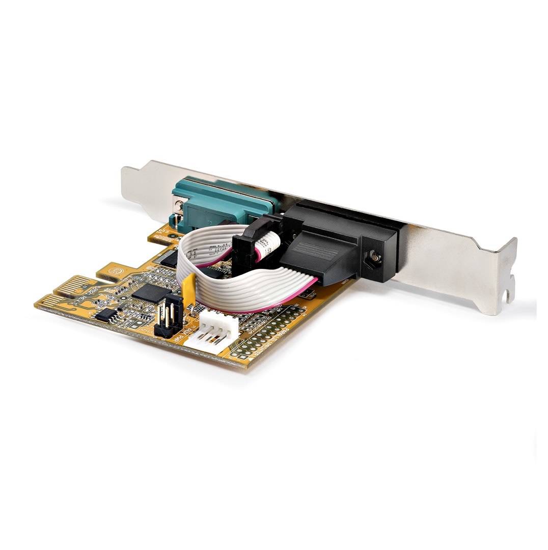 StarTech.com Scheda seriale PCI Express a 2 porte - Interfaccia RS232 (DB9) con 16C1050 UART, staffe standard o a basso profilo, ritenzione COM, compatibile con Windows e Linux