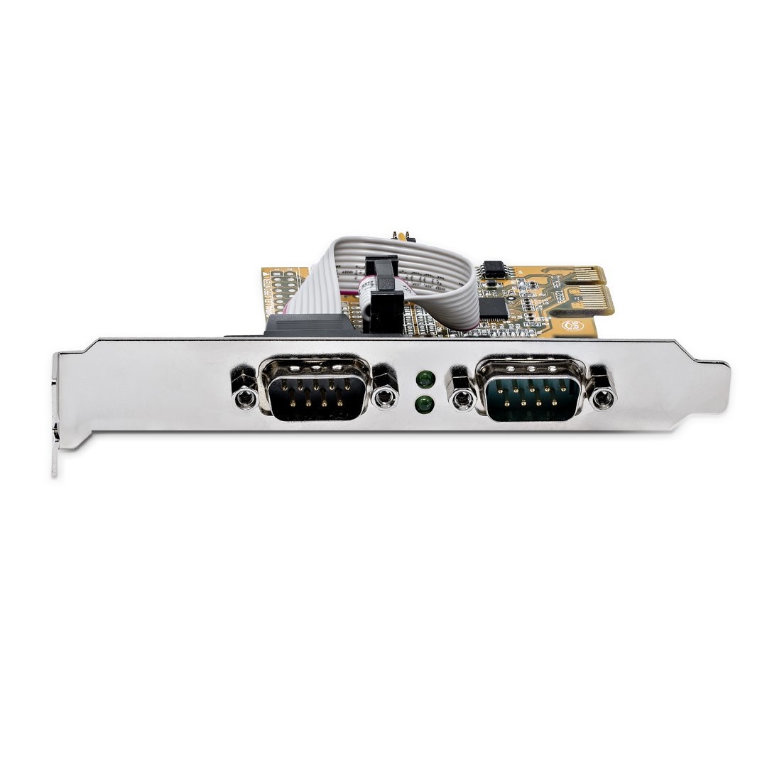 StarTech.com Scheda seriale PCI Express a 2 porte - Interfaccia RS232 (DB9) con 16C1050 UART, staffe standard o a basso profilo, ritenzione COM, compatibile con Windows e Linux