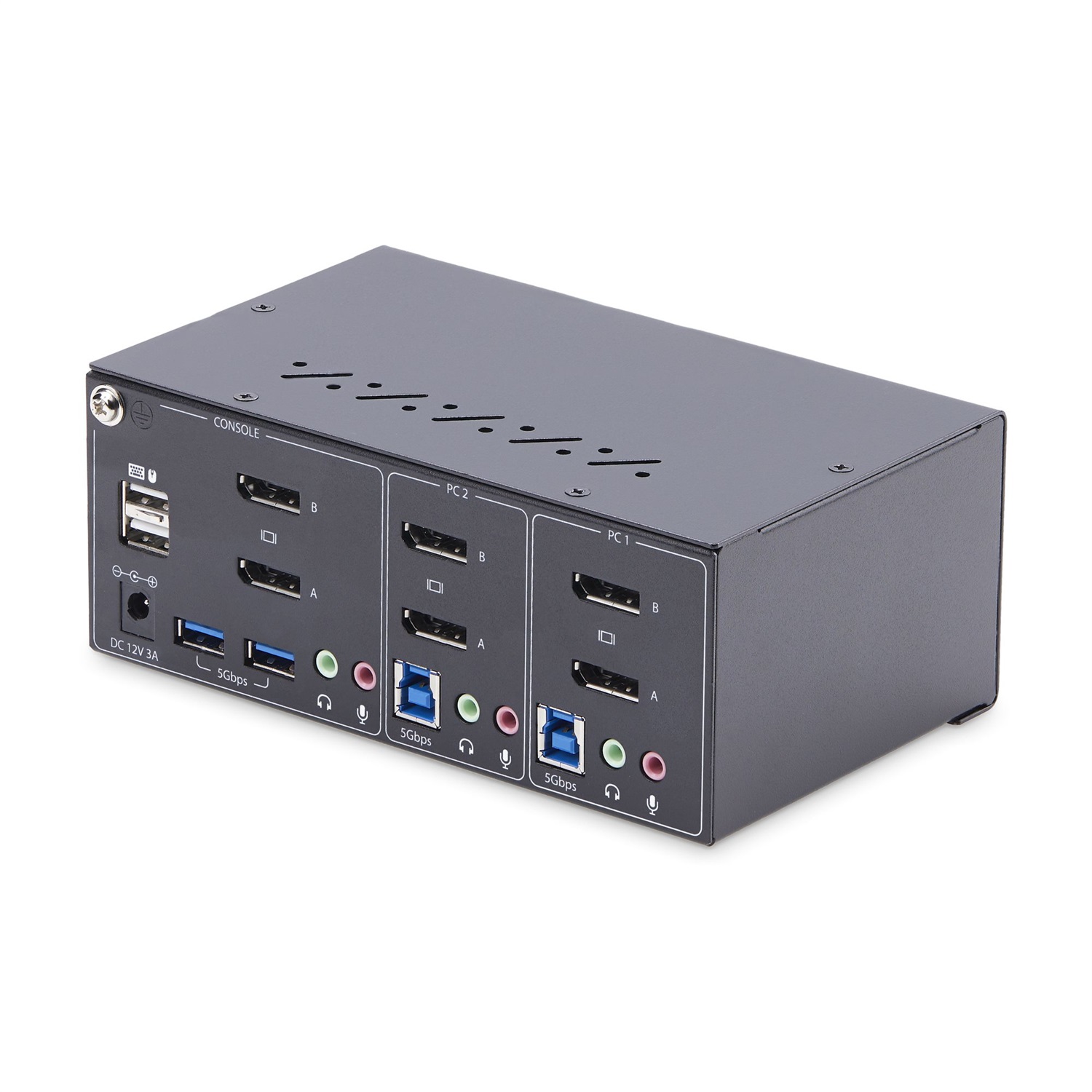 StarTech.com KVM Switch DisplayPort 2 porte per doppio monitor, 4K 60Hz, 2 porte HID USB 2.0, Hub 2 porte USB 5Gbps, Commutazione con hotkey e pulsanti, Conforme a TAA - Protezione ESD livello 3