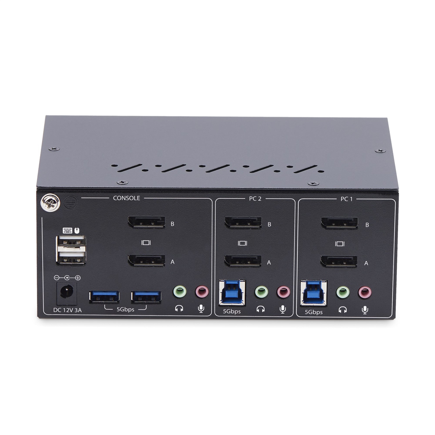 StarTech.com KVM Switch DisplayPort 2 porte per doppio monitor, 4K 60Hz, 2 porte HID USB 2.0, Hub 2 porte USB 5Gbps, Commutazione con hotkey e pulsanti, Conforme a TAA - Protezione ESD livello 3