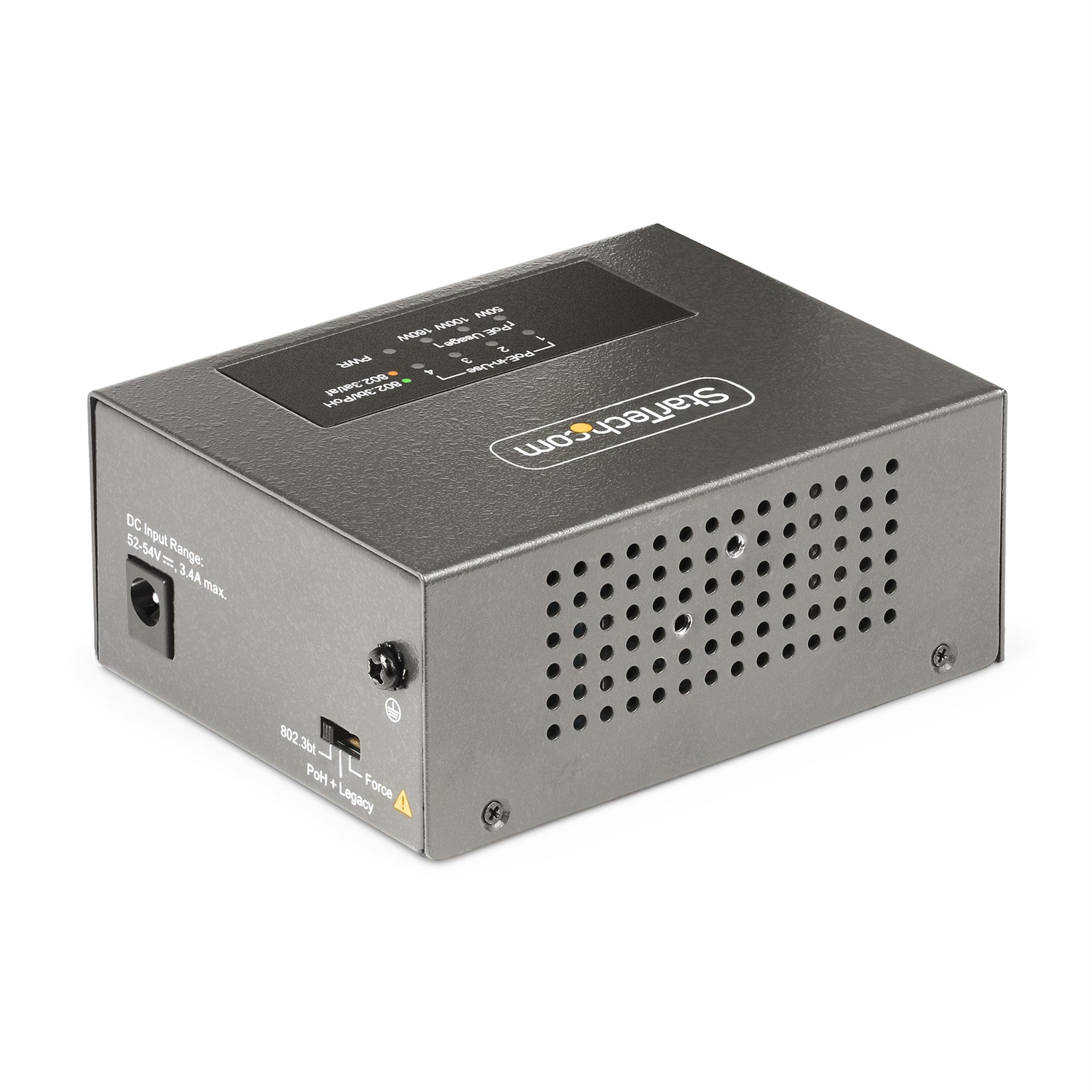 StarTech.com Iniettore PoE Multi-Gigabit a 4 porte, Ethernet 5/2.5/1G (NBASE-T), PoE/PoE /PoE (802.3af/802.3at/802.3bt), Potenza 160 Watt, Montabile a parete/su guida DIN, Non gestito