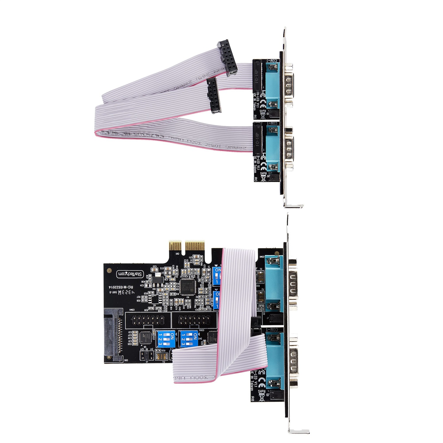 StarTech.com Scheda Seriale PCIe a 4 porte - RS232/RS422/RS485 (DB9), staffa a basso profilo inclusa, UART 16C1050, Windows/Linux, conforme a TAA, Protezione ESD di livello 4