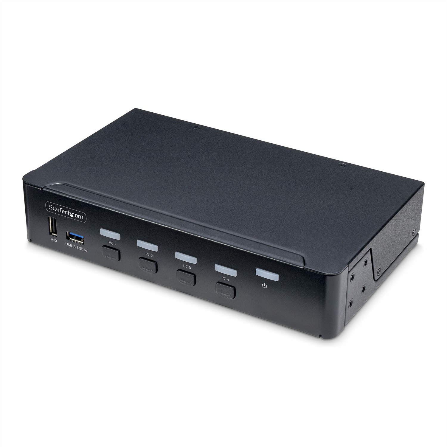 StarTech.com KVM Switch DisplayPort a 4 Porte, Monitor Singolo 4K 60Hz, 6 Porte USB, Commutazione con Pulsanti e Hotkey, DP 1.2, Indipendente dal SO, Conformità TAA, Montaggio Rack, 36 W, Nero