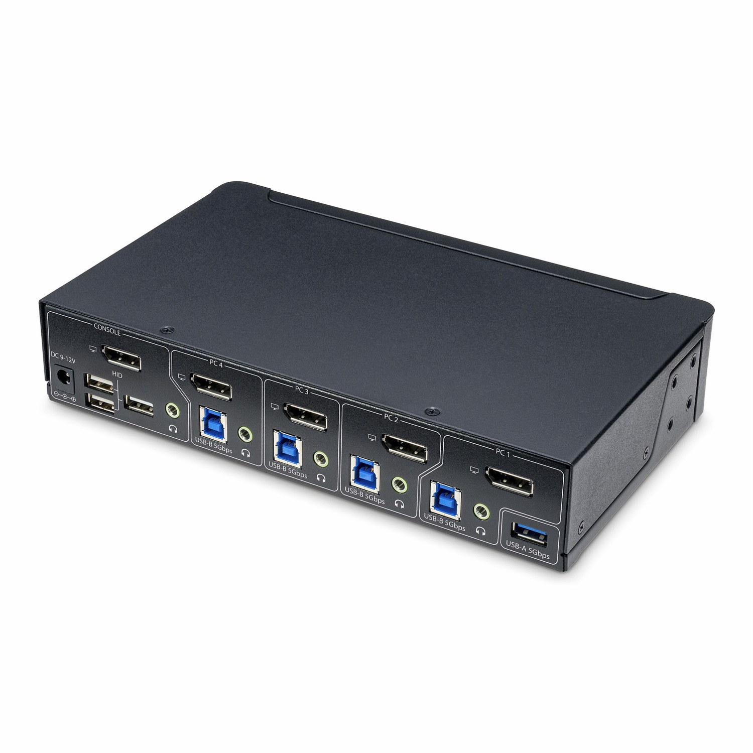 StarTech.com KVM Switch DisplayPort a 4 Porte, Monitor Singolo 4K 60Hz, 6 Porte USB, Commutazione con Pulsanti e Hotkey, DP 1.2, Indipendente dal SO, Conformità TAA, Montaggio Rack, 36 W, Nero