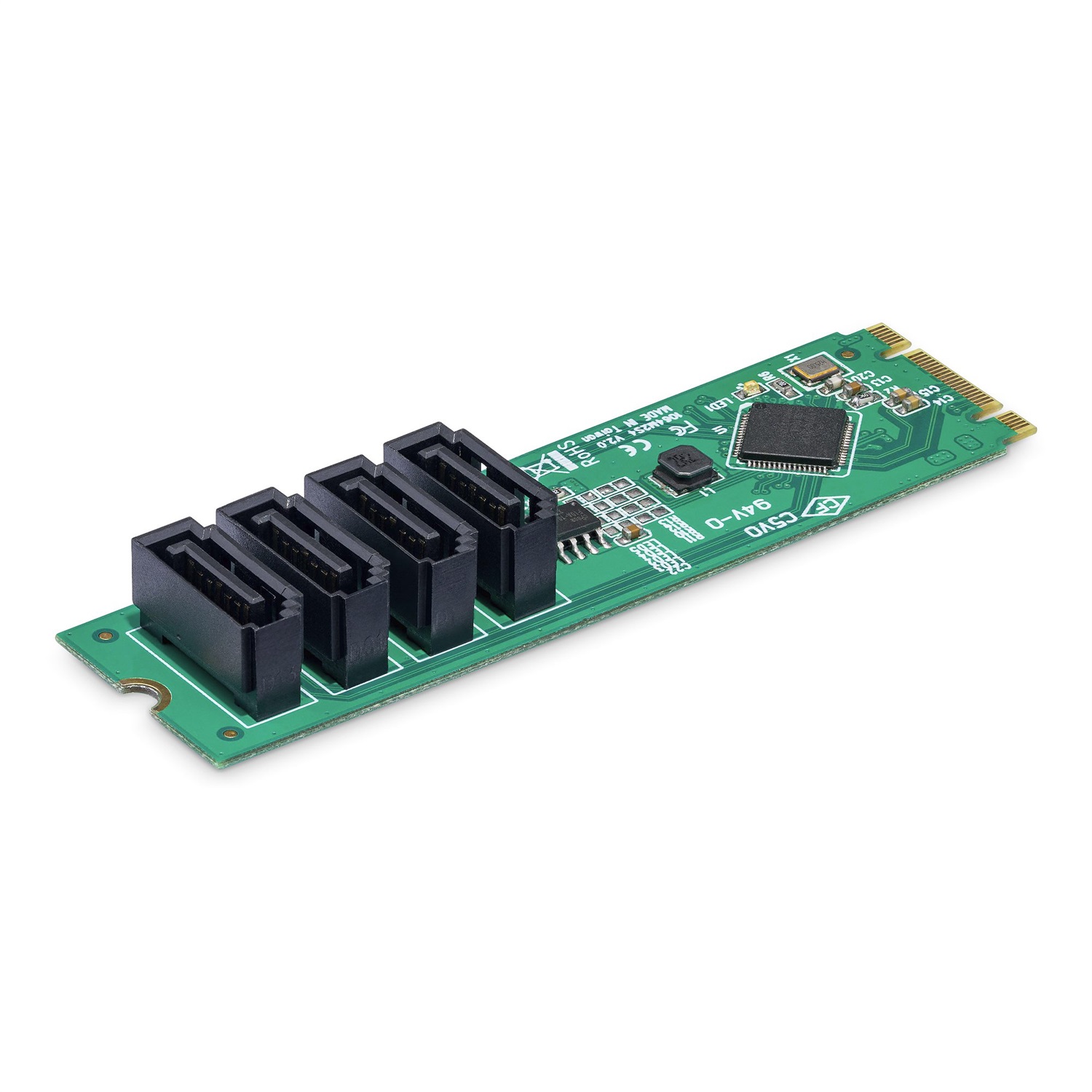 StarTech.com Scheda adattatore da M.2 a SATA a 4 porte - M.2 PCIe 3.0 a SATA HDD/SSD, chipset ASM1064, compatibile con Windows/macOS/Linux