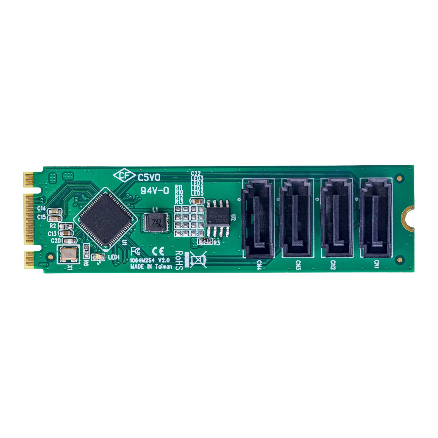 StarTech.com Scheda adattatore da M.2 a SATA a 4 porte - M.2 PCIe 3.0 a SATA HDD/SSD, chipset ASM1064, compatibile con Windows/macOS/Linux