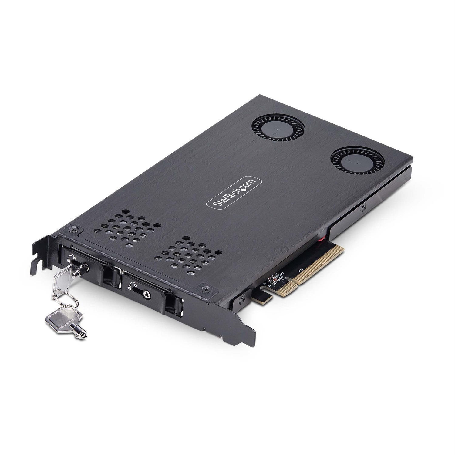 StarTech.com Adattatore SSD M.2 NVMe a PCIe x8 - Rack Mobile Doppio Alloggiamento Rimovibile, Installazione Senza Attrezzi, Backplane PCIe per Unità Hot-Swap