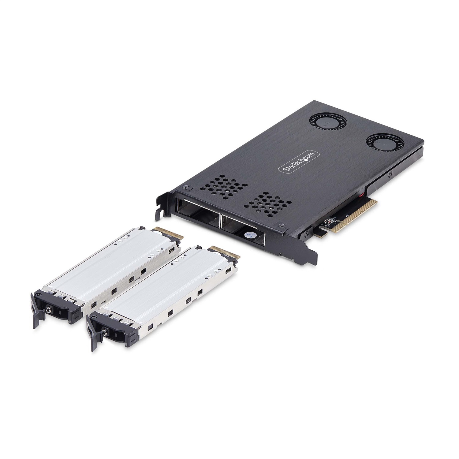 StarTech.com Adattatore SSD M.2 NVMe a PCIe x8 - Rack Mobile Doppio Alloggiamento Rimovibile, Installazione Senza Attrezzi, Backplane PCIe per Unità Hot-Swap