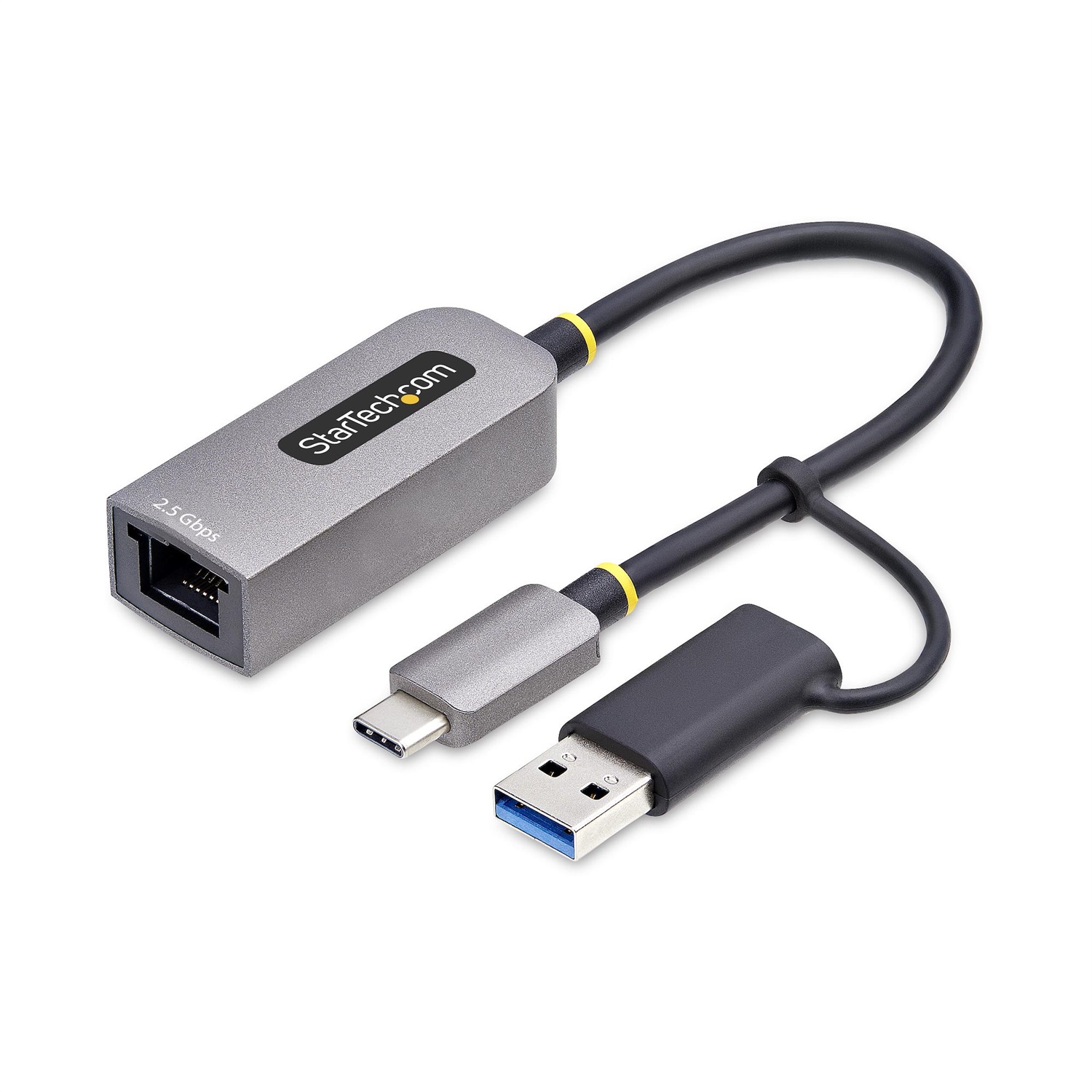StarTech.com Adattatore Ethernet USB C, Convertitore di Rete/NIC NBASE-T 2.5/1GbE da USB Type-C 3.0 a RJ45 con Adattatore USB-A Incluso, Compatibile con Thunderbolt, Windows e Mac, Cablato, 5000 Mbit/s, Grigio