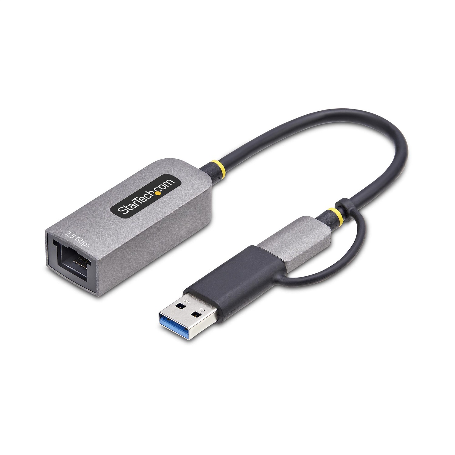 StarTech.com Adattatore Ethernet USB C, Convertitore di Rete/NIC NBASE-T 2.5/1GbE da USB Type-C 3.0 a RJ45 con Adattatore USB-A Incluso, Compatibile con Thunderbolt, Windows e Mac, Cablato, 5000 Mbit/s, Grigio