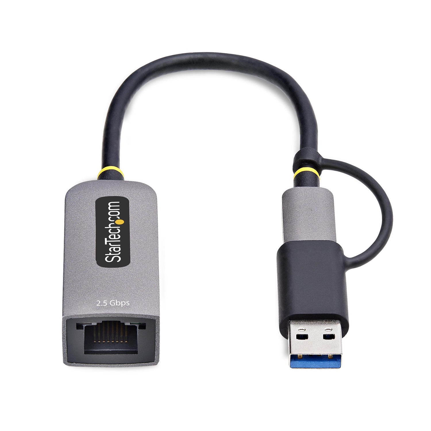 StarTech.com Adattatore Ethernet USB C, Convertitore di Rete/NIC NBASE-T 2.5/1GbE da USB Type-C 3.0 a RJ45 con Adattatore USB-A Incluso, Compatibile con Thunderbolt, Windows e Mac, Cablato, 5000 Mbit/s, Grigio
