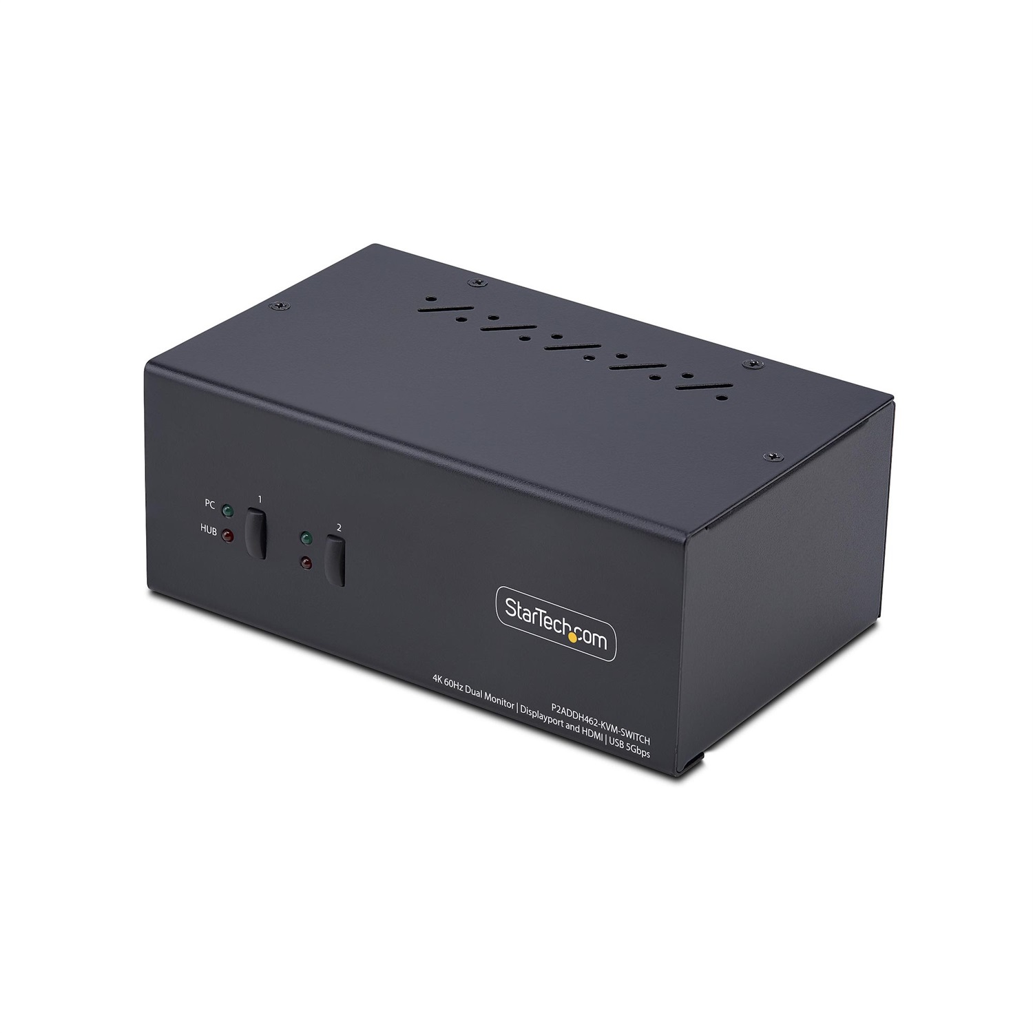 StarTech.com Switch KVM a 2 porte con doppio monitor DisplayPort e HDMI, 4K 60Hz, hub USB 5Gbps, 2 porte USB HID, conforme TAA, Nero