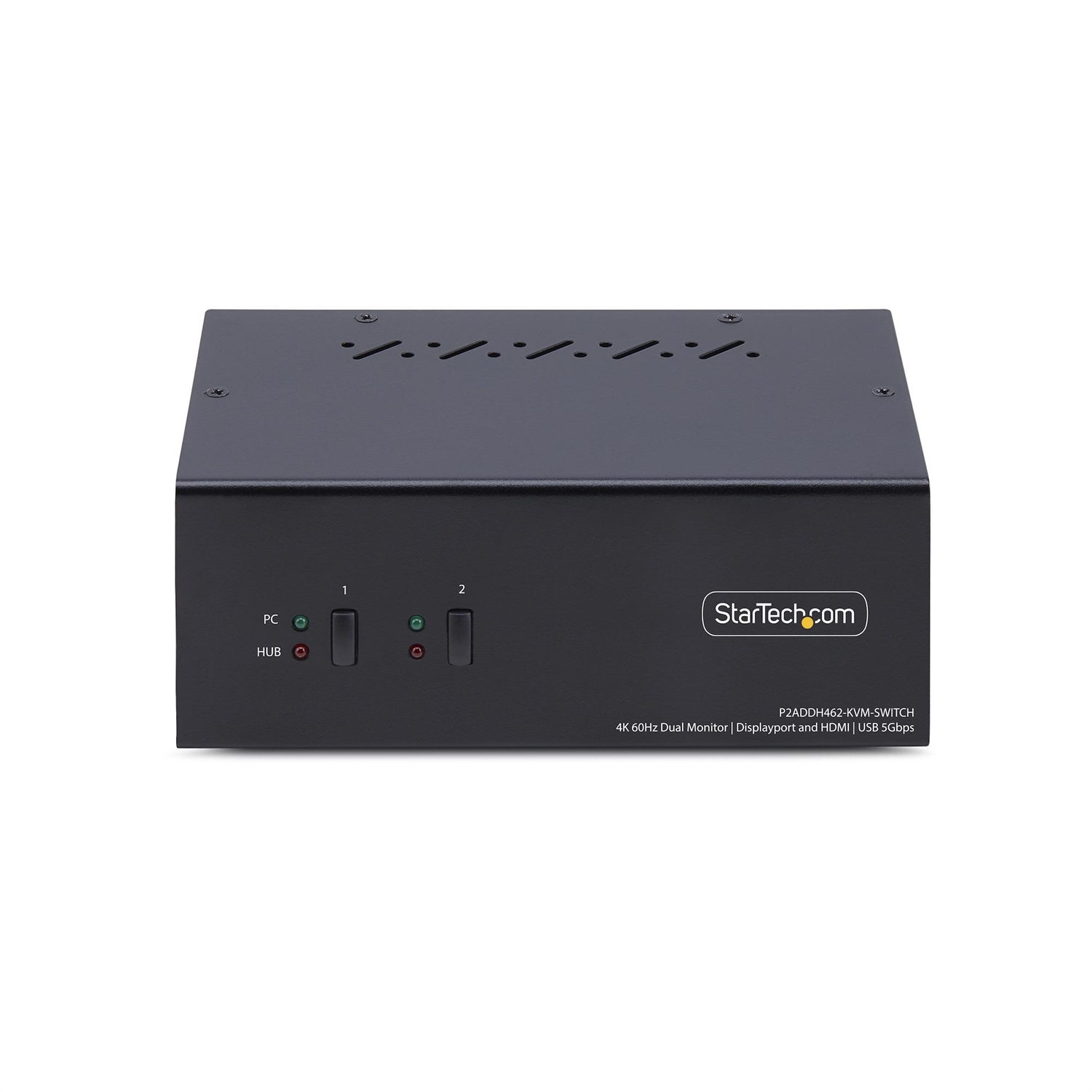 StarTech.com Switch KVM a 2 porte con doppio monitor DisplayPort e HDMI, 4K 60Hz, hub USB 5Gbps, 2 porte USB HID, conforme TAA, Nero