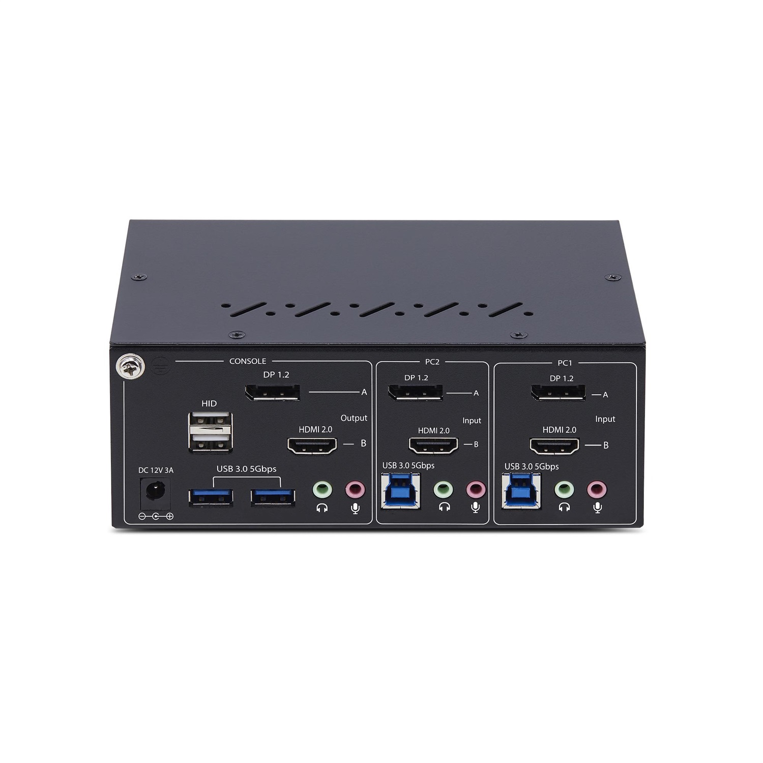 StarTech.com Switch KVM a 2 porte con doppio monitor DisplayPort e HDMI, 4K 60Hz, hub USB 5Gbps, 2 porte USB HID, conforme TAA, Nero