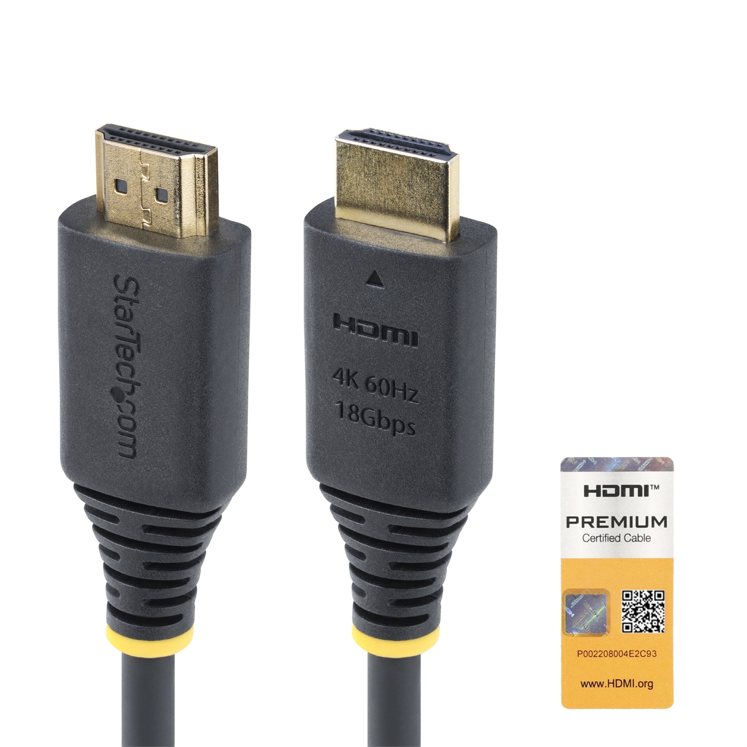 StarTech.com Cavo HDMI ad alta velocità Certificato Premium da 1m, 4K 60Hz/1440p 144Hz, HDR10, HDCP 2.2, ARC, 18Gbps, cavo UHD HDMI 2.0 per TV/Monitor/Display