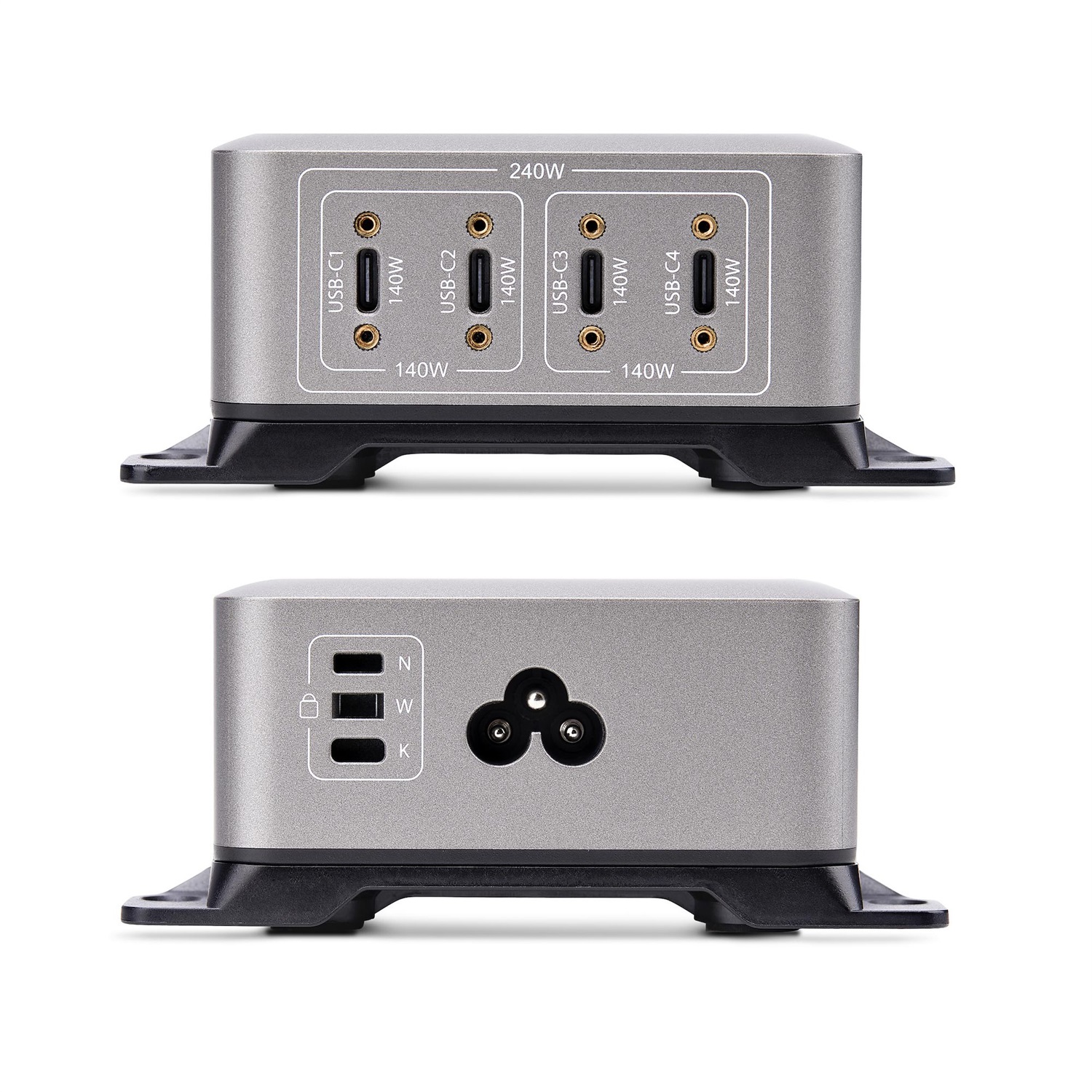StarTech.com 424DUK-USB-C-CHARGER Caricabatterie Universale Grigio AC 4-Port USB-C 240W Totale Ricarica Rapida Interno
