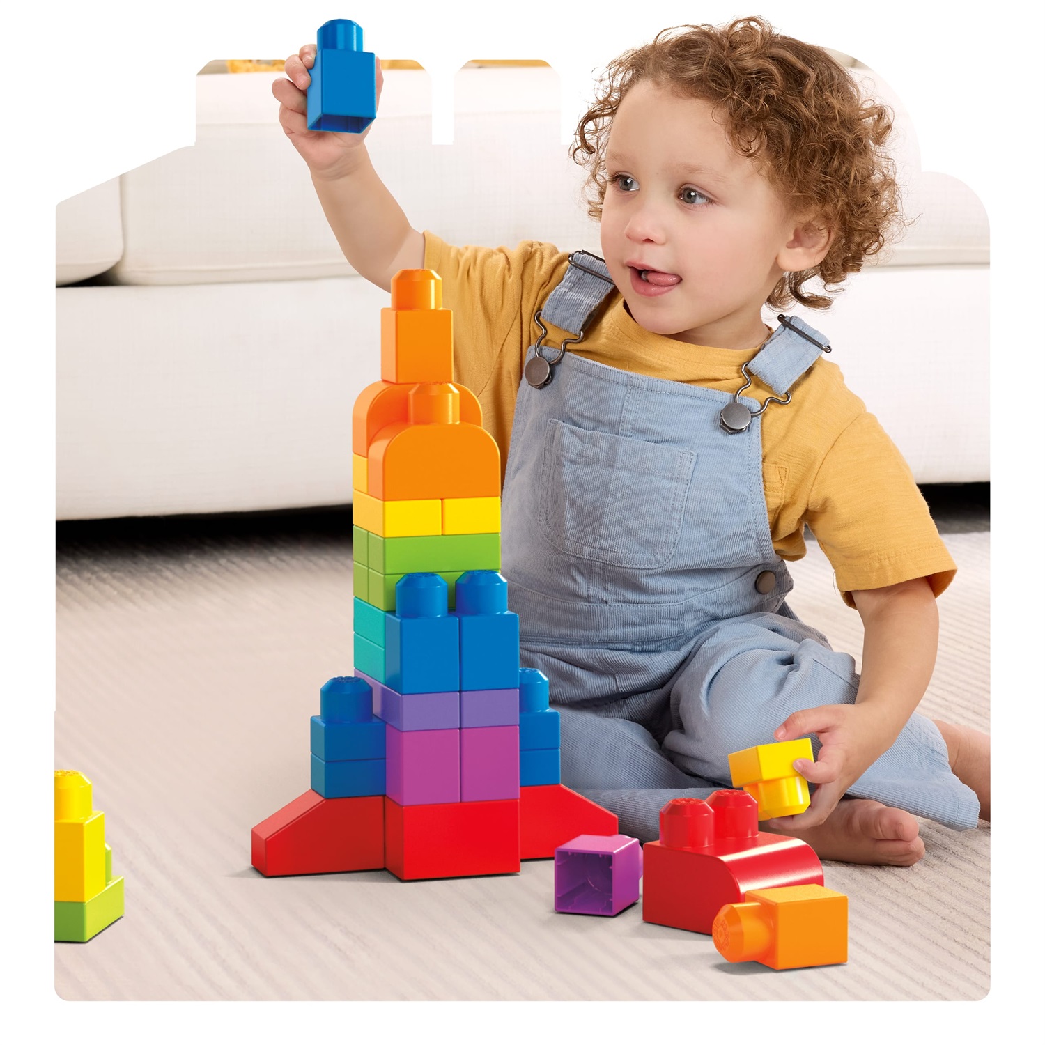 MEGA Bloks Mattoncini Big Building Bag - Gioco di Costruzione Ecologico per Bambini 1 Anni, Multicolore, 80 Pezzi con Forme Speciali