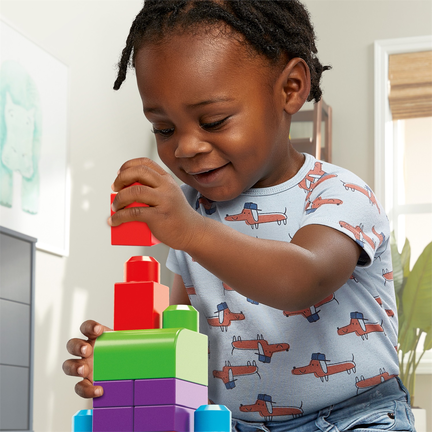 Mega Bloks - Set di 60 Mattoncini da Costruzione in Colori Classici con Sacca Eco, Giocattolo per Bambini 1 Anni