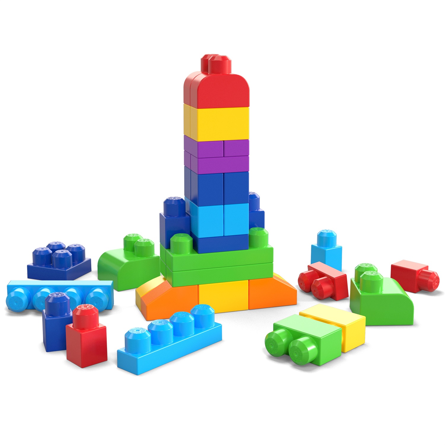 Mega Bloks - Set di 60 Mattoncini da Costruzione in Colori Classici con Sacca Eco, Giocattolo per Bambini 1 Anni