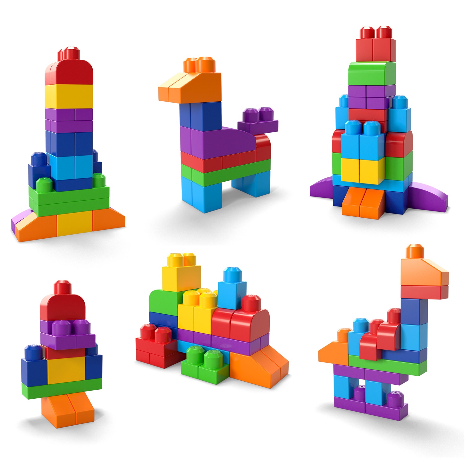 Mega Bloks - Set di 60 Mattoncini da Costruzione in Colori Classici con Sacca Eco, Giocattolo per Bambini 1 Anni