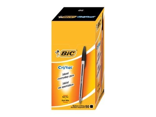 BIC Cristal Penna a Sfera Nera - Punta Media 1,0 mm - Confezione da 50 Pezzi