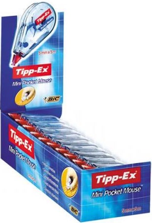 Tipp-Ex Mini Pocket Mouse Correttore a Nastro Trasparente 5 mm x 6 mt - Box da 10 Correttori