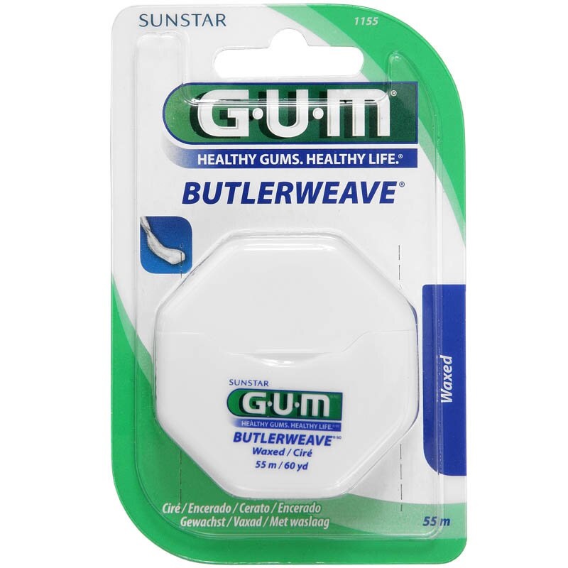 GUM Butlerweave Filo Interdentale Cerato 54,8 metri - Design ad Intreccio Brevettato, Resistente e Estensibile