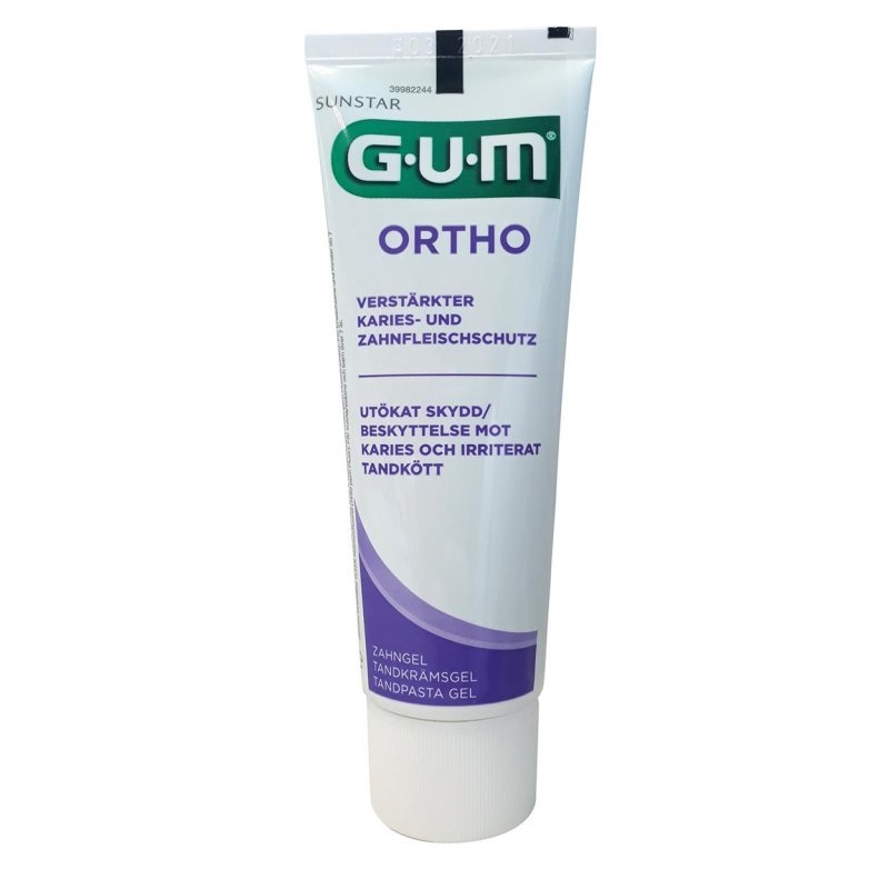 GUM Ortho Gel Dentifricio 75ml - Protezione Gengive e Prevenzione Carie con Fluoro e Isomalto