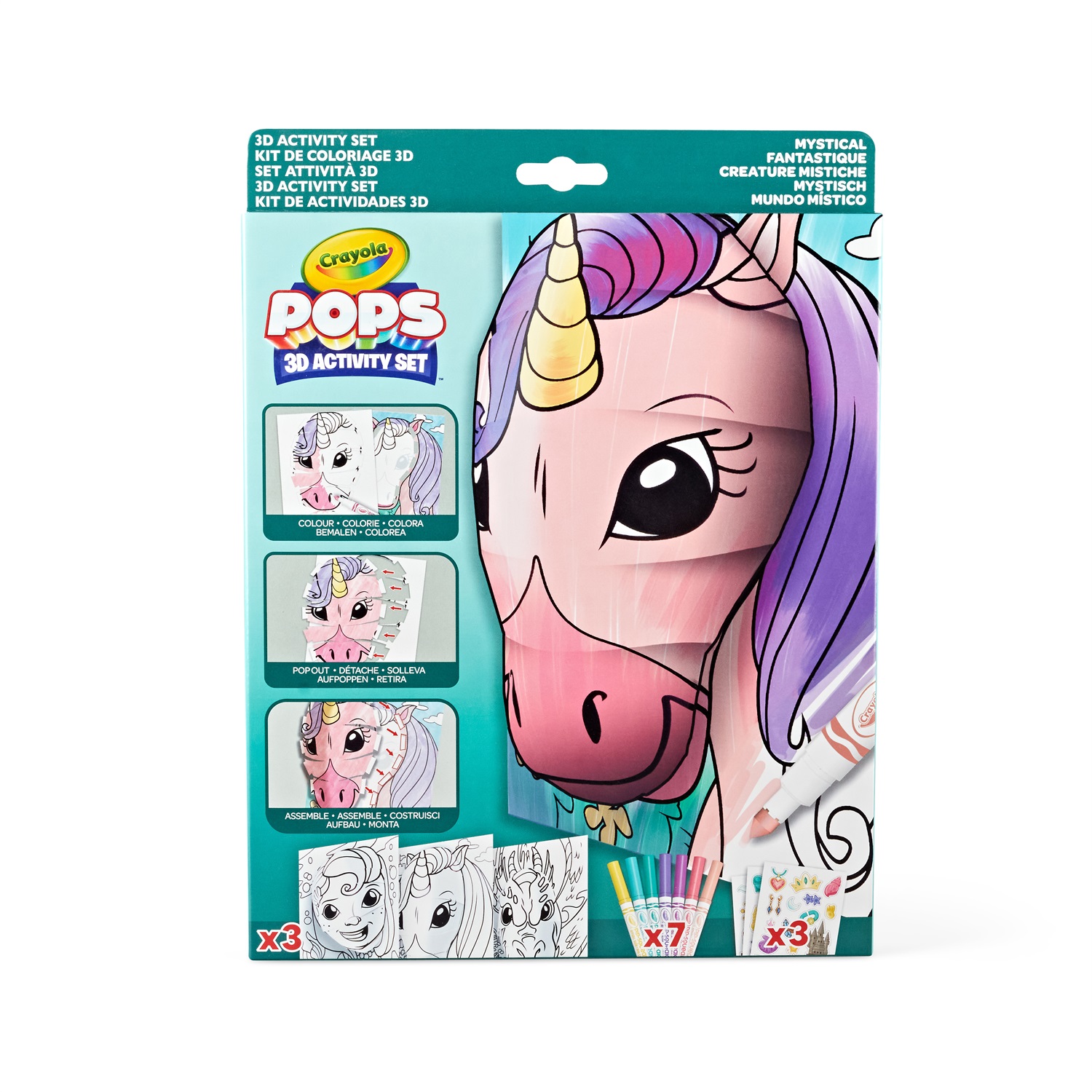 Crayola POPS 04-2803 - Set Attività 3D per Colorare e Creare Creature Mistiche, Regalo Creativo per Bambini dai 6 Anni